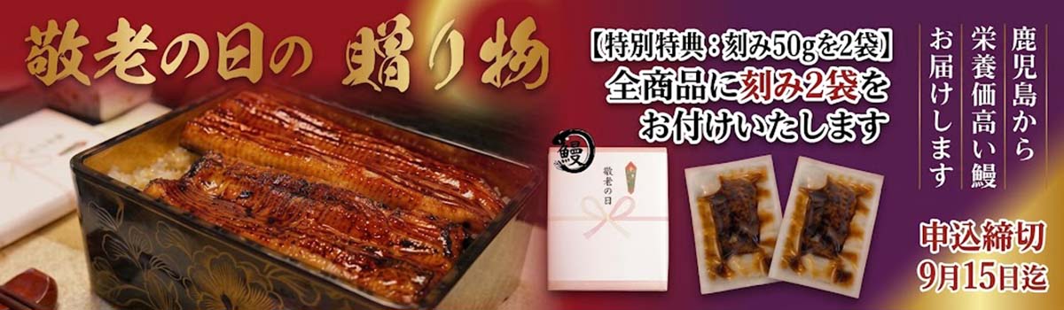 敬老の日に栄養価の高い鹿児島産鰻をお届け